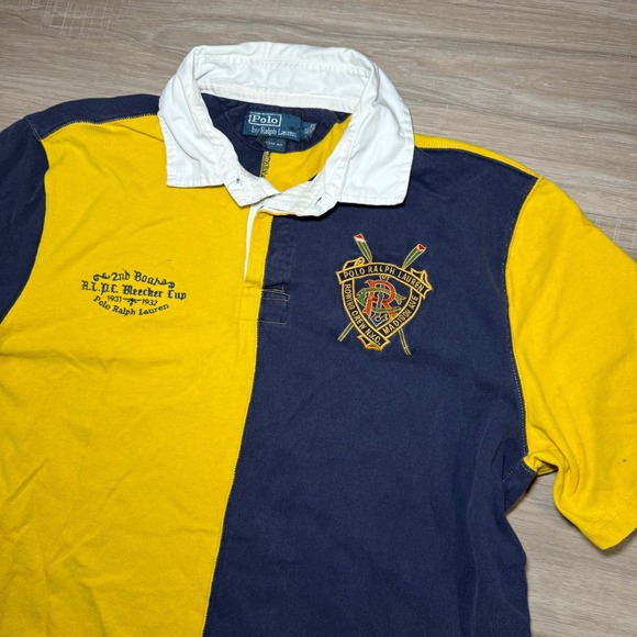 VTG Polo Ralph Lauren Rowing Crew NYC Bleecker Cup Color Block Rugby Shirt XL - Picture 1 of 8